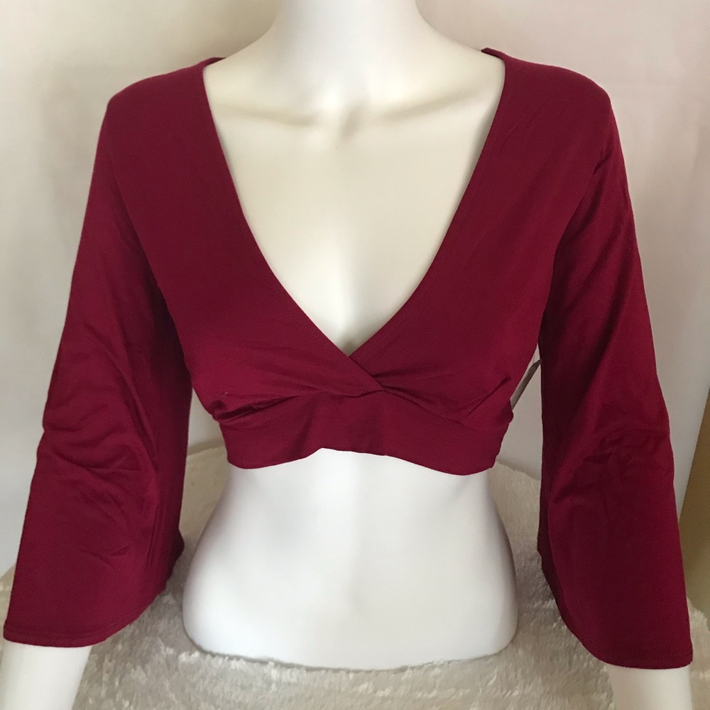 Maroon Deep V Long Sleeve